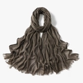 Dunkelgrauer Schal mit Plissee-Struktur aus Baumwoll-Leinen und feinen Fransen am Rand - 190*80cm / 10# Dunkelkaffee