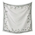 Elegante pañuelo cuadrado de poliéster con borde floral y ribete gris verdoso para mujer - 110*110cm / Blanco Crema (21#)