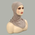 Elastic mercerized cotton inner hijab cap with chin coverage in mocha brown tone - Light Khaki