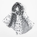 Sciarpa lunga da donna in chiffon leggero con classica stampa leopardata bianco e nero - 160x50cm / Leopardo Nero (XQ517-1#)