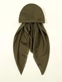 Detailed close-up of dark green ethnic style turban hat with premium stitching and texture - One Size / Army Green
