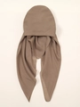 Close-up of brown chiffon turban hat featuring long double tails and soft breathable fabric - One Size / Khaki