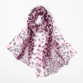 Sciarpa lunga rosa con stampa leopardata in chiffon leggero per protezione solare - 160x50cm / Leopardo Rosa Viola (XQ517-3#)