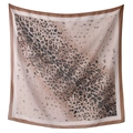 Elegante pañuelo cuadrado de poliéster con estampado de leopardo y borde marrón - 110*110cm / Leopardo Beige (28#)