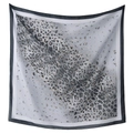Elegante pañuelo cuadrado de poliéster con estampado de leopardo y borde en contraste seda - 110*110cm / Leopardo Blanco Grisáceo (30#)
