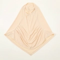 Beige stretch Amira hijab underscarf with premium stitched edges in a full frontal view - Beige