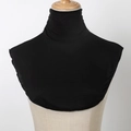 Women's black knit mock turtleneck fake collar for autumn and winter layering outfit - Black