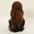 Brown mesh headscarf with sparkling rhinestones and gold-edged embroidery - 80*80cm / Brown