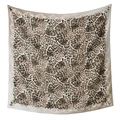 Elegante pañuelo cuadrado de leopardo con borde decorativo de volutas blancas para mujer - 110*110cm / Estampado de Leopardo Marrón Negro (32#)