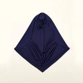 Elastic navy blue pull-on hijab in premium jersey fabric for Muslim women - Navy Blue