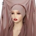 Chiffon-Hidschab-Set mit Innenkappe in Aschgrau, elegant fallender Stoff für Damen - Rot Khaki