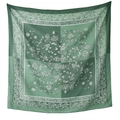 Elegante pañuelo cuadrado verde con estampado floral de poliéster para ropa de mujer - 110*110cm / Textura de Hojas y Ramas Verdes (37#)