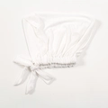 White modal stretch turban cap with adjustable bow tie closure and elastic band - White (2#)