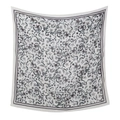 Pañuelo cuadrado de poliéster con estampado floral gris y borde clásico elegante - 110*110cm / 40#