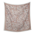 Elegante pañuelo cuadrado de poliéster con flores naranjas y borde de doble línea - 110*110cm / 41#