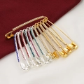 Set aus 11 bunten Strass-Sicherheitsnadeln zur Taillenfixierung und Kopftuch-Deko - Gold Weiß & Silber Bunt Mix