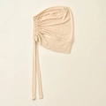 Detail of beige modal hijab inner cap showing elastic drawstring and ribbed texture - Beige (6#)