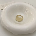 Detailed view of adjustable golden square signet ring with polished mirror finish on white tray - Gold Square Mirror Surface Ring (C-12)