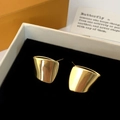 Elegant gold square stud earrings with polished geometric design in a jewelry box - Gold Medium Stud Earrings (A-1576)