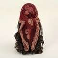 Elegant wine red paisley embroidery lace scarf for hair in a breathable mesh style - 78x73cm / Jujube Red (4#)