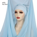 Sky blue chiffon hijab for women with inner cap and magnetic fixture, variant #18 - Sky Blue