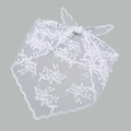 Close-up of white lace floral embroidery on high-quality nylon mesh triangle scarf - VS769-2#White / 135cm