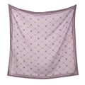 Elegante bufanda cuadrada de poliéster morada con estampado de flores y lazos. - 110*110cm / Código 48