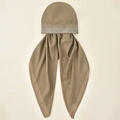 Close-up of khaki turban hijab with rhinestone embellishments and fine fabric texture - Khaki (Style 3)