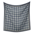 Elegante pañuelo cuadrado de poliéster a cuadros grises y azules con borde mujer - 110*110cm / Cuadros Gris Azul Caqui (73#)