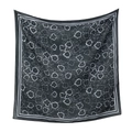 Elegante pañuelo cuadrado de poliéster con estampado floral blanco y negro con borde mujer - 110*110cm / Estampado Floral Blanco y Negro (76#)