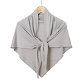 Close-up of soft light gray mercerized cotton triangle scarf with knitted texture detail - 135x65cm / Light Gray