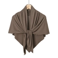Close-up of soft mercerized cotton triangle headscarf with refined edge stitching - 135x65cm / Dark Khaki