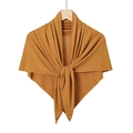 Solid amber mercerized cotton triangle scarf for women with soft draped texture - 135x65cm / Turmeric