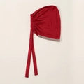 Einfarbig Strass Bindemütze Damen Mercerisierte Baumwolle Elastische Hijab Mütze Rot - 27*19cm / 9# Weinrot