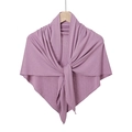 Lightweight violet mercerized cotton triangle shawl for women tied on a wooden hanger - 135x65cm / Leather Purple
