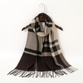 Classic warm plaid tassel scarf in beige and brown imitation cashmere fabric - Beige Black White Dark Coffee Classic Plaid (YR108-02)