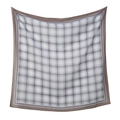 Elegante pañuelo cuadrado de poliéster a cuadros azules y beige con borde para mujeres - 110*110cm / 74# (Cuadros azules y blancos con borde café)