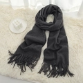 Thick charcoal grey cashmere-style scarf with fringe detail for autumn winter warmth - Deep Heather Grey
