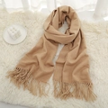 Classic camel cashmere-feel scarf with long tassels and soft brushed texture - Camel