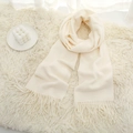 Thick cream white cashmere-like knit scarf with elegant fringe tassels for winter - Milk White
