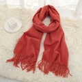 Thick warm brick red imitation cashmere tassel scarf for winter couple daily wear - Orange Red