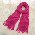 Fuchsia pink cashmere feel winter scarf with elegant soft tassel fringe finish - Rose Red