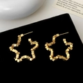 Gros plan sur des boucles d'oreilles étoiles dorées sur un présentoir en velours - Doré