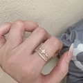 Luxurious rose gold double-layer star open ring set with sparkling white zircons - Gold
