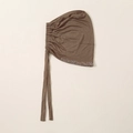 Braune elastische Baumwoll-Hijab-Kappe mit Bändern und Strassbesatz für Damen Alltag. - 27*19cm / Dunkelkhaki