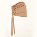 Damen Einfarbig Strass Binde Hijab Mütze Stretch Merzerisierte Baumwolle Freizeit Muslim Kappe - 27*19cm / Kamell