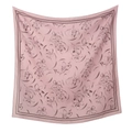 Pañuelo cuadrado de poliéster rosa con estampado floral para mujer con elegante borde oscuro - 110*110cm / Estilo Floral Rosa Suave (59#)