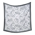 Pañuelo cuadrado de poliéster con estampado floral en blanco y negro - 110*110cm / 58# (Estampado floral artístico en blanco y negro)