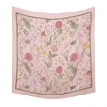 Rosa geblümtes quadratisches Halstuch mit Lilienmuster und lasergeschnittenen Kanten - 110*110CM / Dunkelgrüne Wellenkante Rosa Floral (30#)