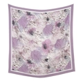 Carré de soie aux motifs floraux, bordures lavande et style peinture à l'huile impressionniste - 4#
